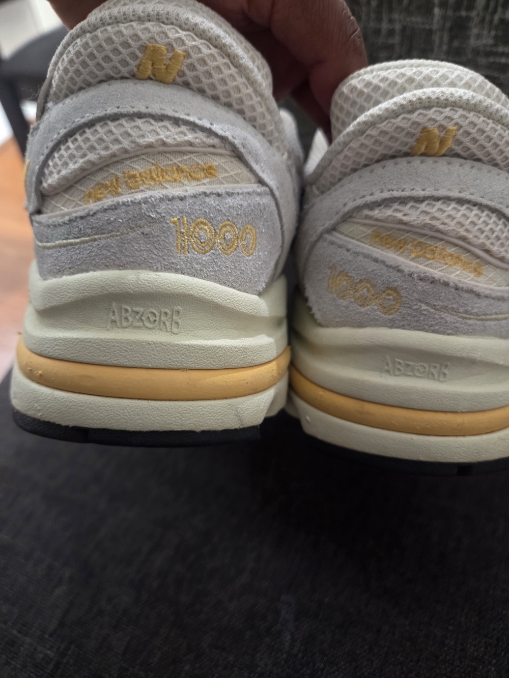 New Balance Kids 1000 Casual Sneakers in Light Gray and Yellow